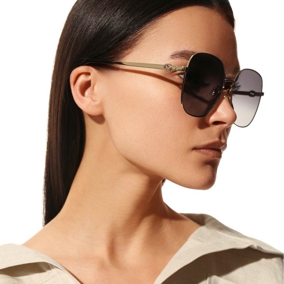 NEW GUCCI GG1089SA 001 + GOLD CHAIN NEW COLLECTION SUNGLASSES GUCCI - Picture 12 of 16